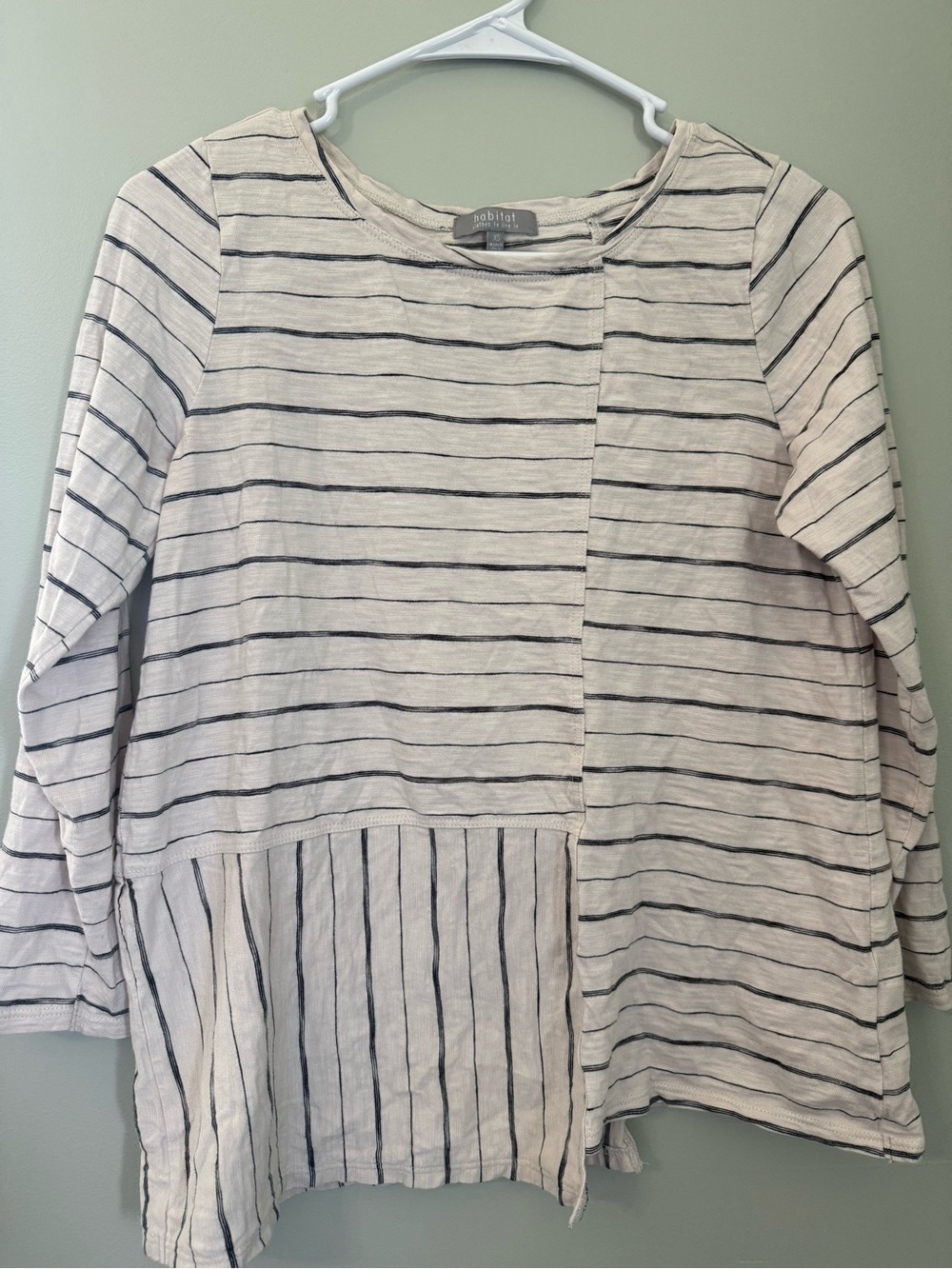 Habitat White & Black Mixed-Stripe Long Sleeve Top